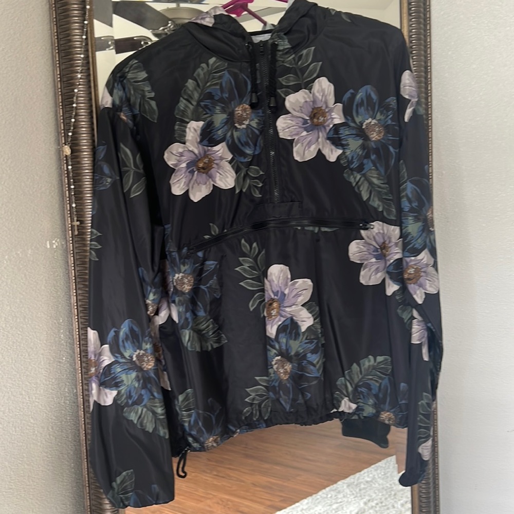 Black/ floral windbreaker